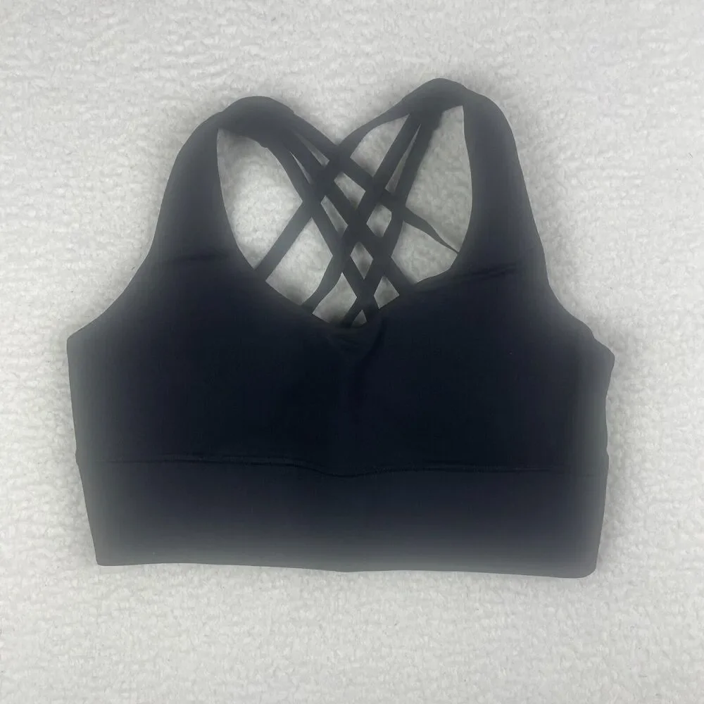LIONESS ACTIVEWEAR Women's Large Black Criss-Cross Back Strap W/ Removable Pads
